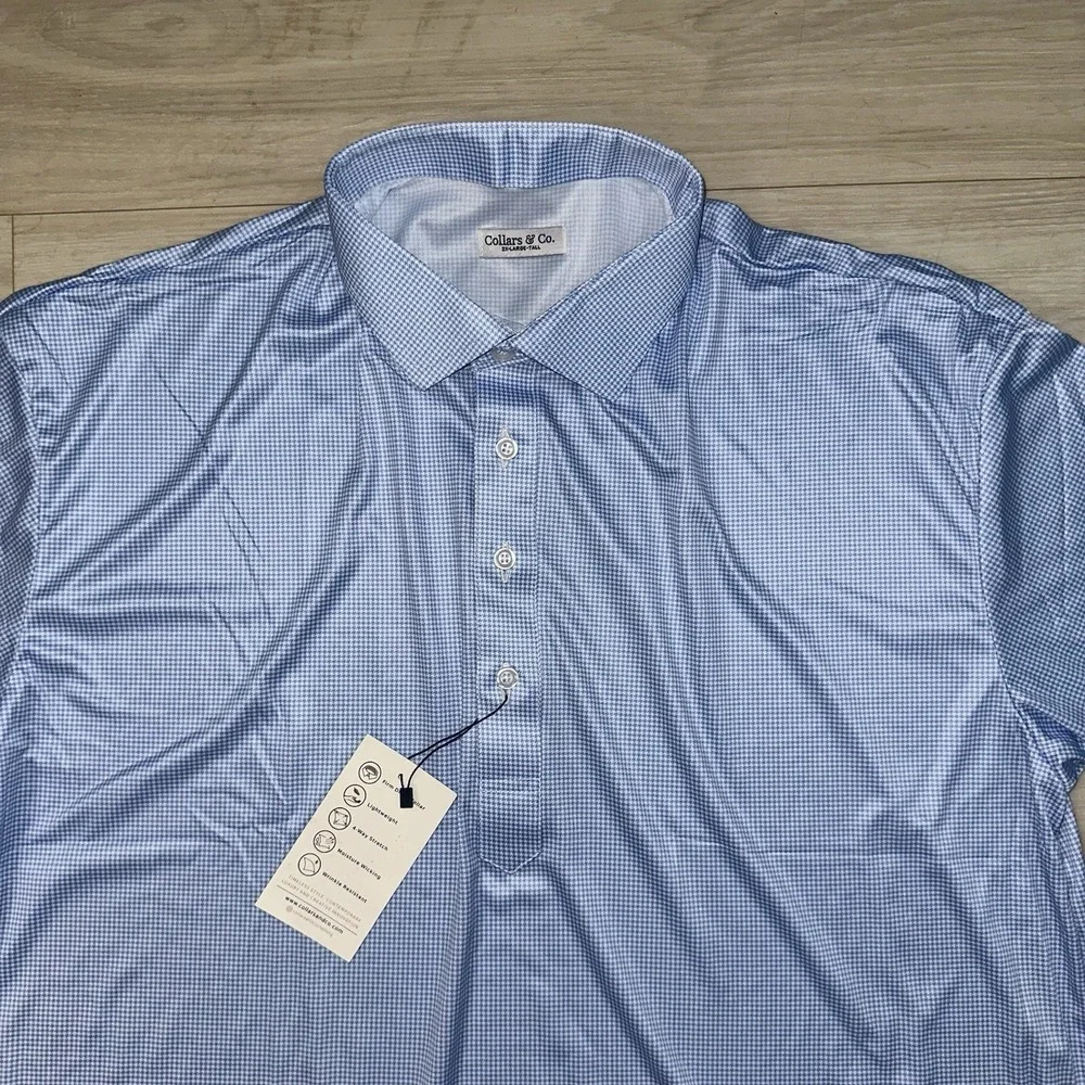 Collars and Co Featherweight Polo‎ Relaxed Houndstooth Pattern Size 2XL Tall NWT